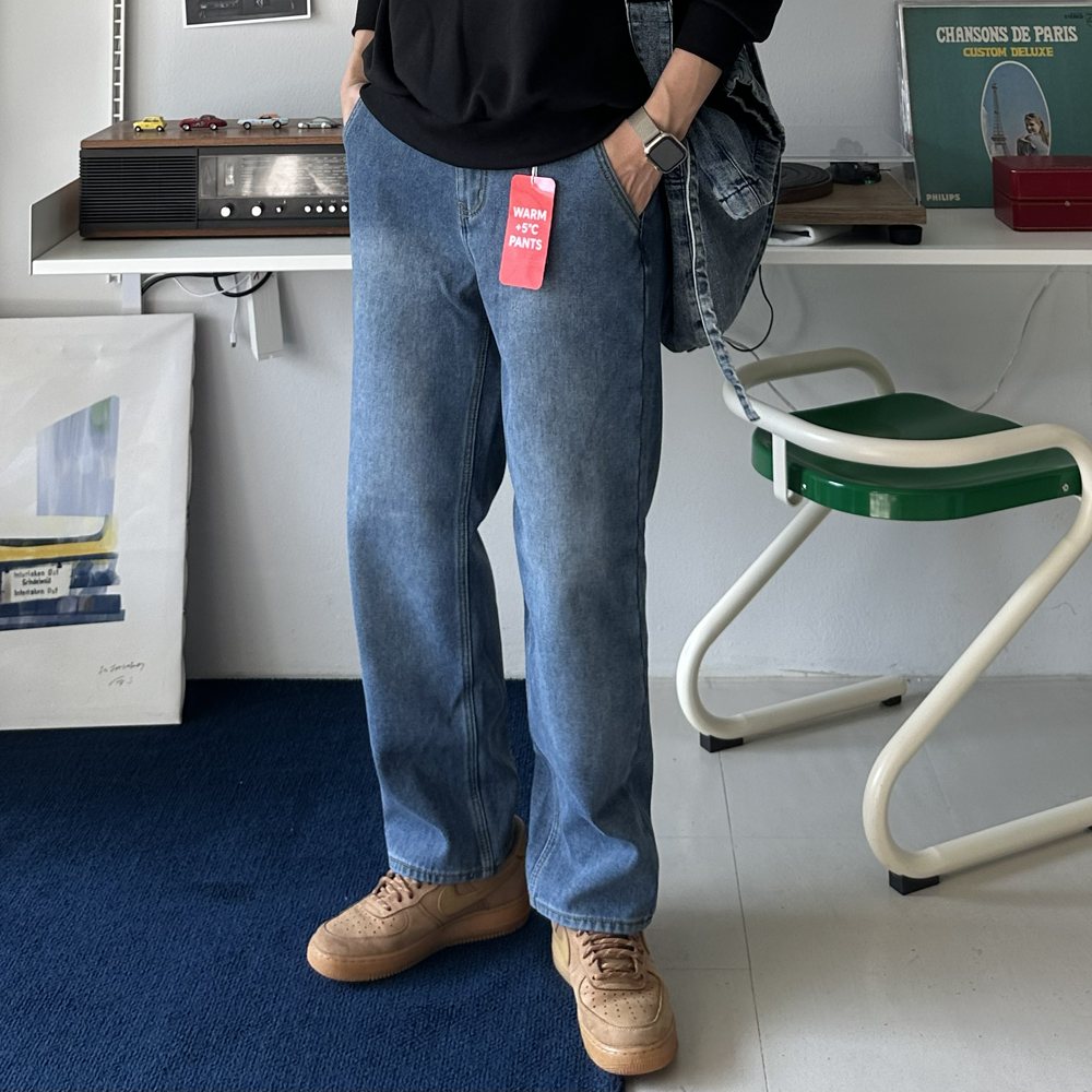 남자 기모청바지 빅사이즈 뒷 밴딩 본딩 기모 남자 청바지 - 상품 이미지