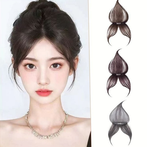 작은 여자 부분 가발 인모 여성 정수리 가발 앞머리 똑딱이 - 상품 이미지