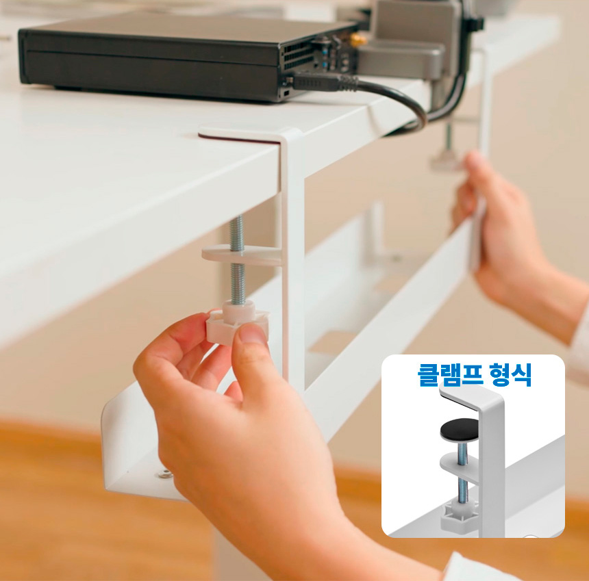 마운트뷰 무타공 책상 멀티탭거치대 정리함 선반 6구 10구 멀티탭 트레이 고정 - 상세 이미지 2