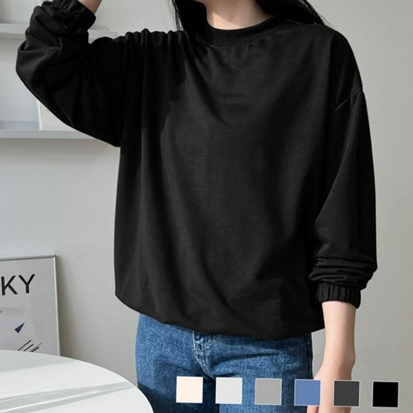 루즈핏 남녀공용 맨투맨 라운드 남녀공용 밴딩 맨투맨 티셔츠 남자 - 상품 이미지