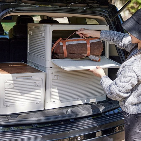 폴딩 캠핑 박스 테이블 캠핑 수납 박스 우드 정리함