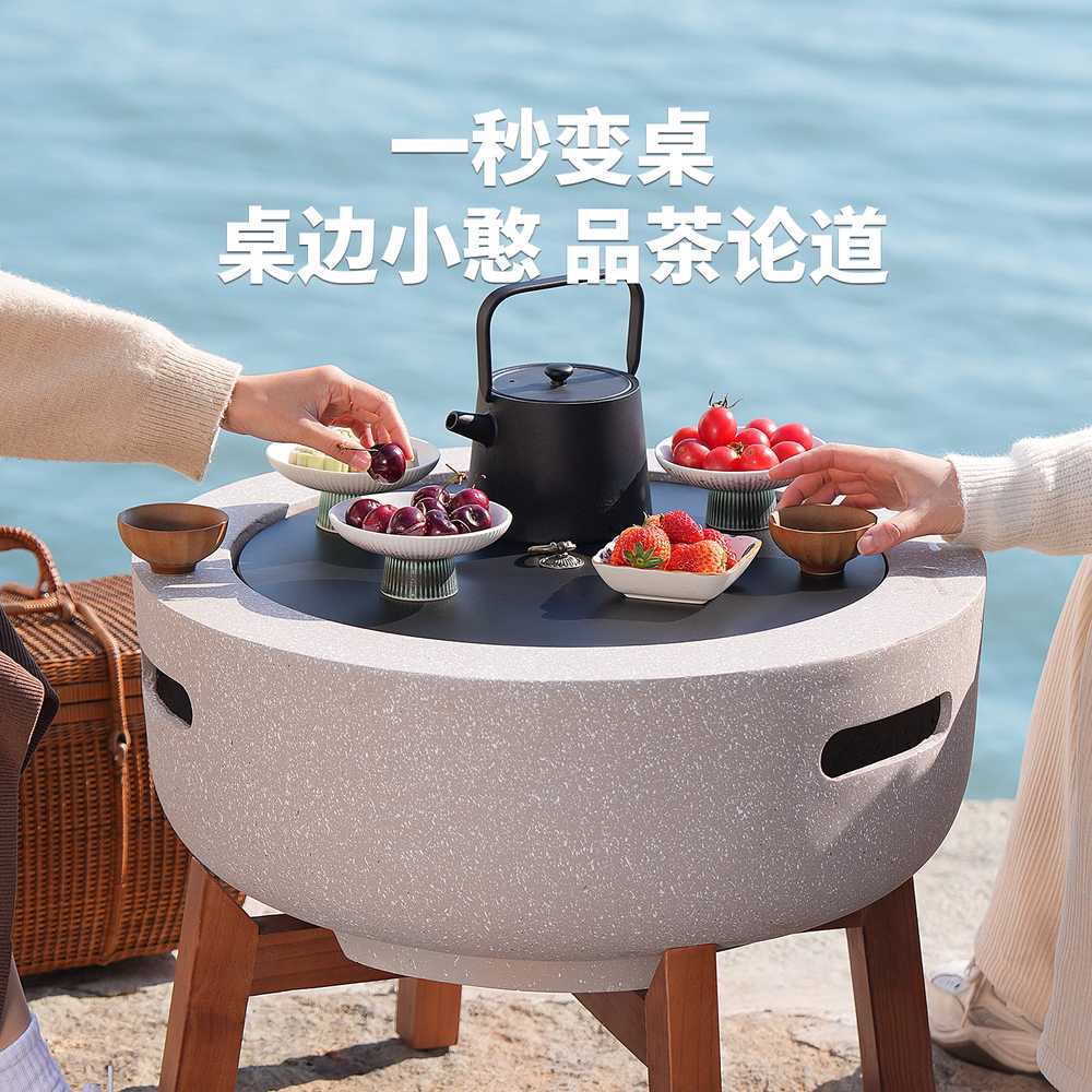 스톤 화로 석재 그릴 삼겹살 로스트 화덕 마당 숯불 실목 다리 - 상세 이미지 2