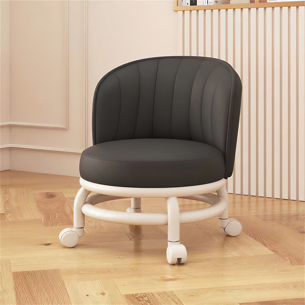 원형 스툴 등받이 낮은 의자 바퀴 달린 스톨 블랙