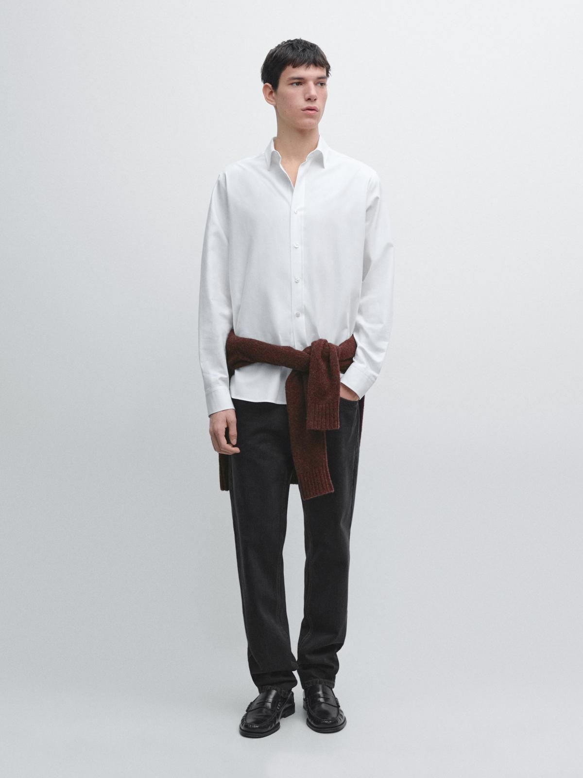 마시모두띠 테크니컬 멜란지 옥스포드 셔츠 레귤러핏 1913/250 WHITE - 상세 이미지 2