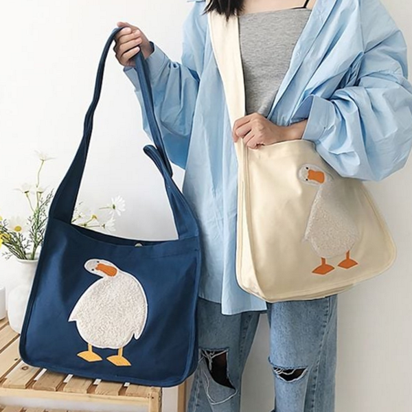 귀여운 여성 에코백 캐릭터 캔버스 에코백 데일리 대학생 - 메인 이미지