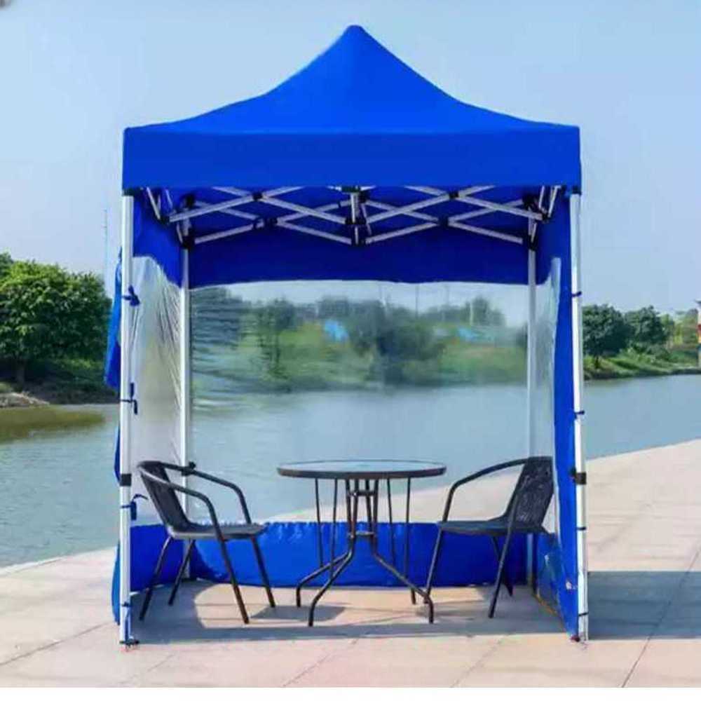 방풍막 바람막이 천막 캠핑장 바람차단 야외 보호막 2x2m (블루 3면 투명) - 상품 이미지
