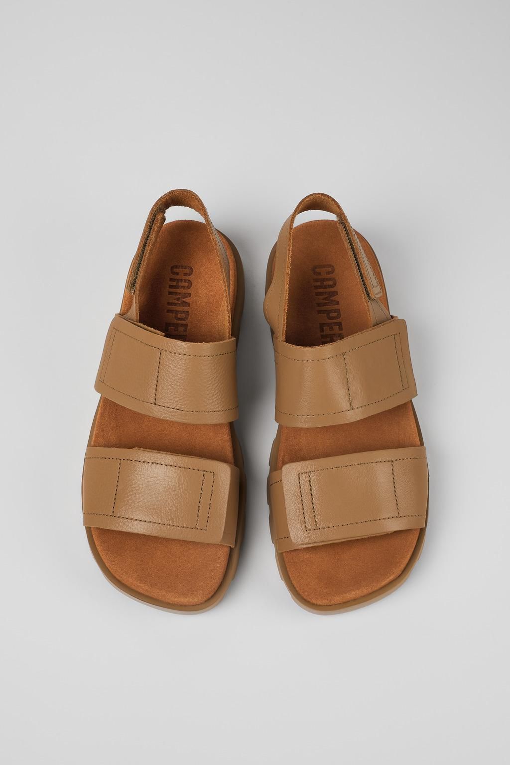 캠퍼 프리미엄 베이지 레더 스트랩 샌들 Brutus K100777-008 BROWN - 상세 이미지 4