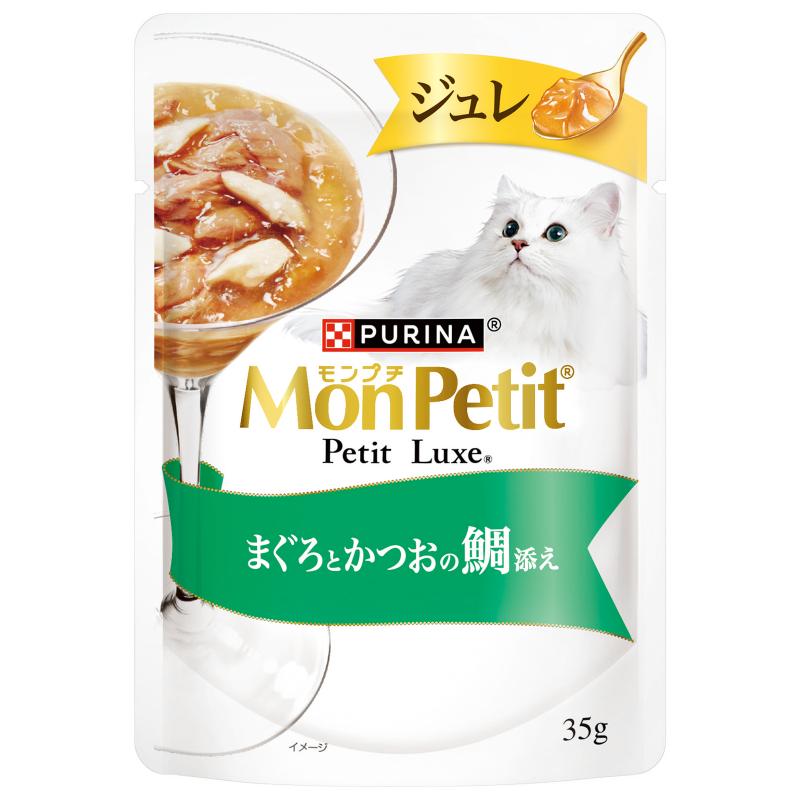 몬페티 쥬레 일본 참치와 가다랑어 도미 곁들임 네슬레 퓨리나 몽쁘띠 쁘띠럭스 파우치 35g 고양이사료 - 상품 이미지