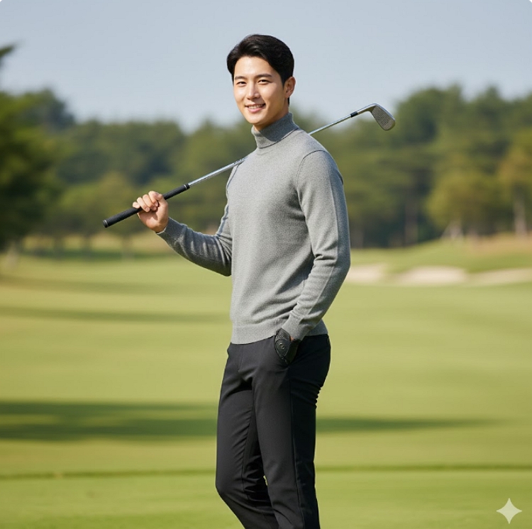 팬텀골프 남성 겨울 기본 터틀넥 피드룩 골프웨어 니트 티셔츠 - 상세 이미지 4