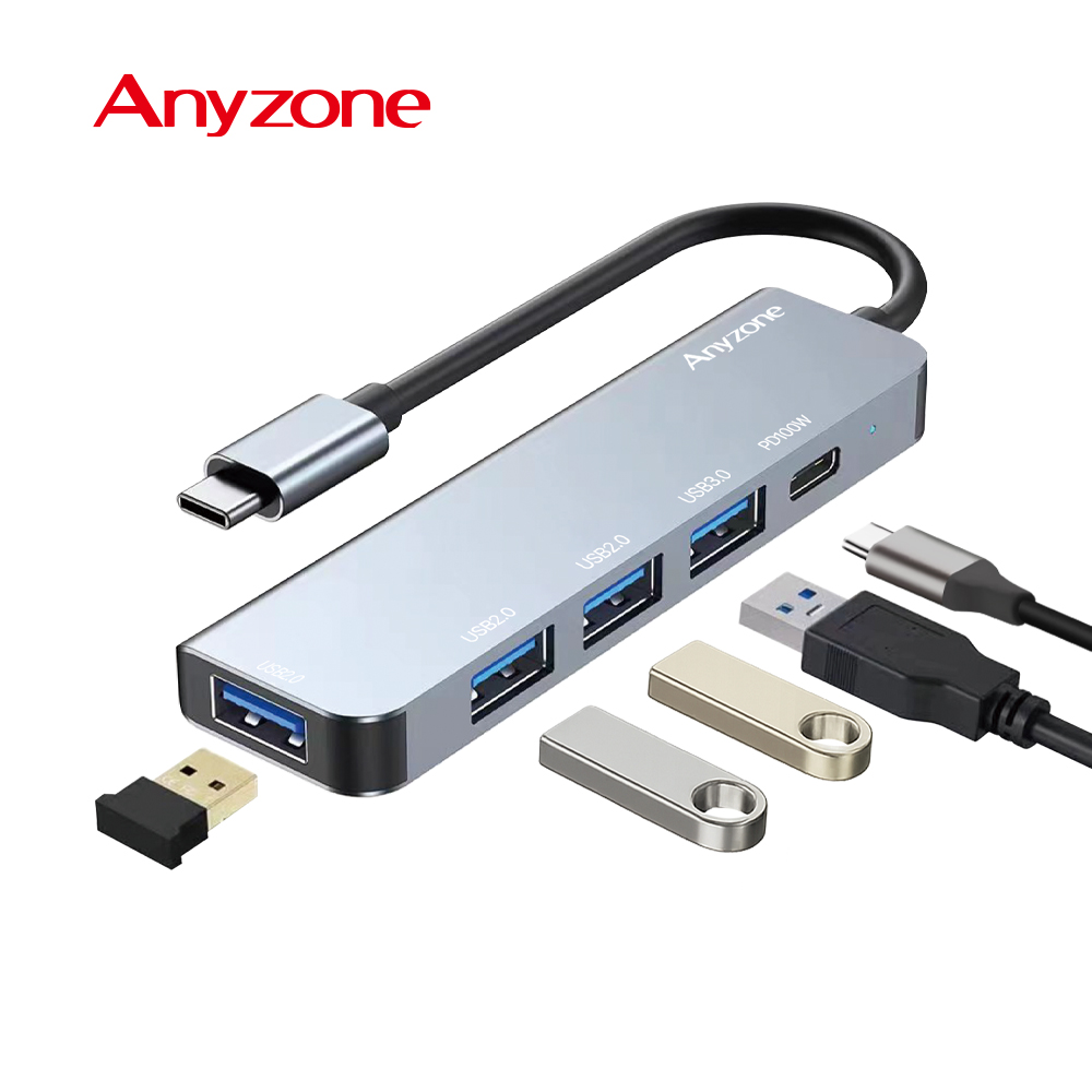 애니존 USB허브 5포트, USB3.0 Type C 블랙 - 상세 이미지 2