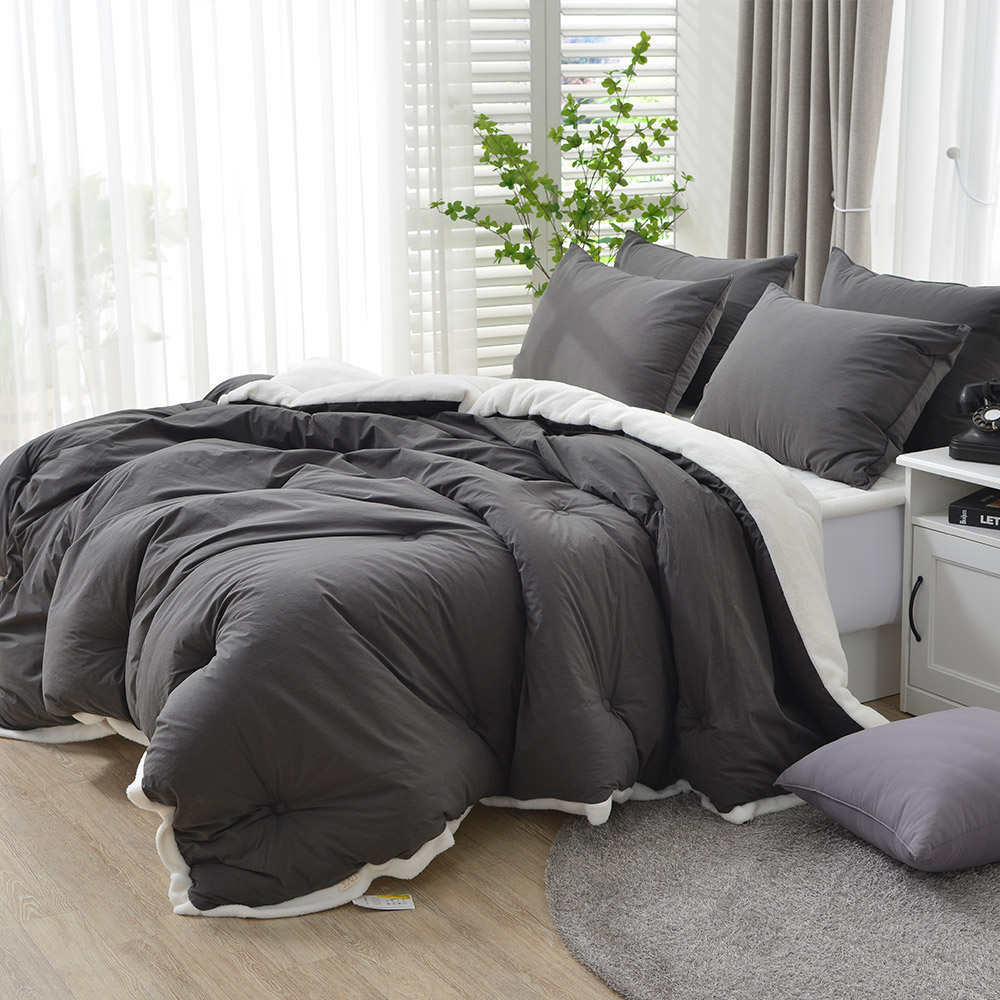 겨울 극세사 차렵 이불 두꺼운 순면 간절기 모엘 양털 / 차콜, SS(슈퍼싱글)