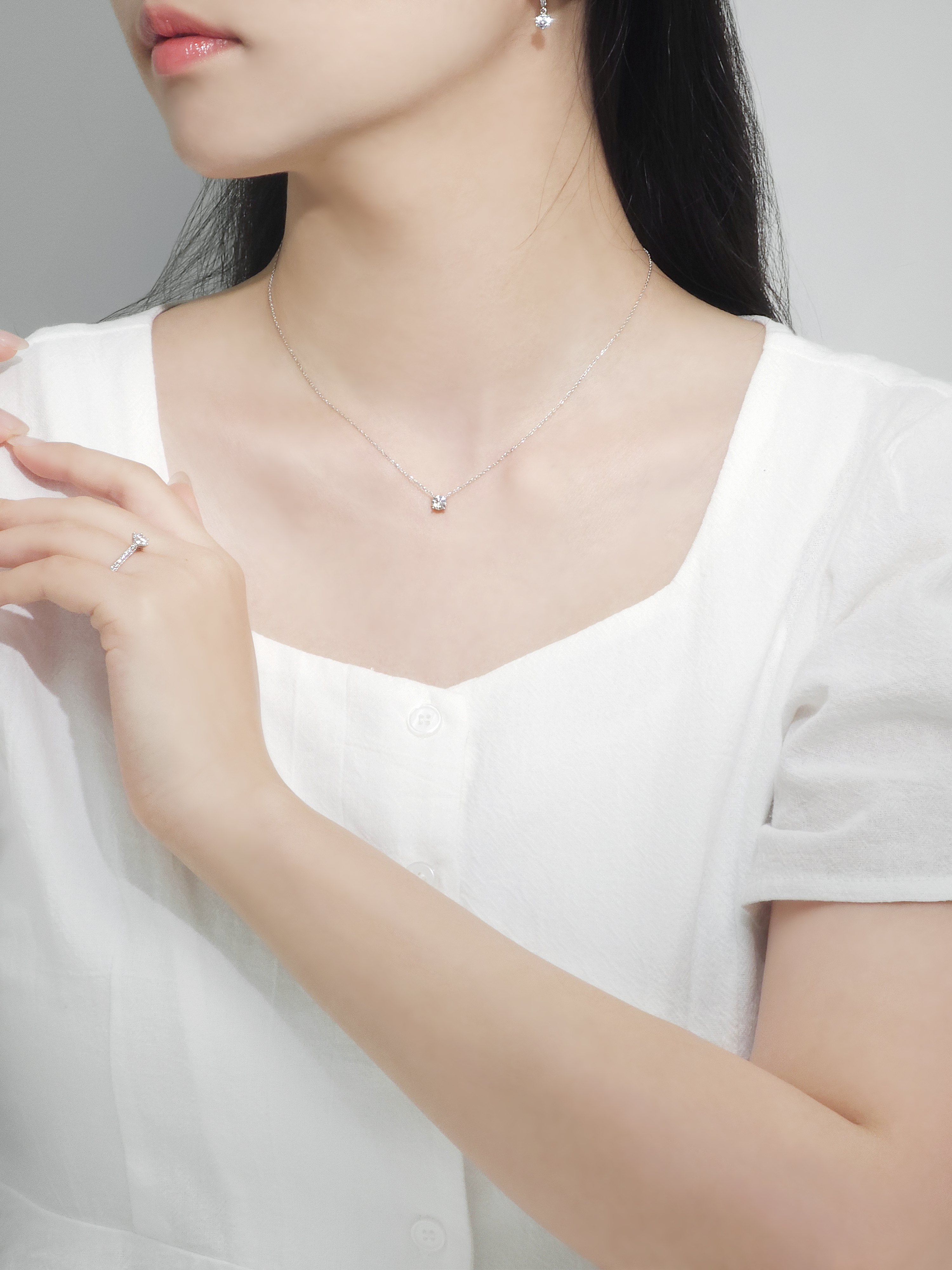 5부 랩다이아 목걸이 일체형 4프롱 IGI 랩다이아몬드 D컬러 14k 18k 이미지 6