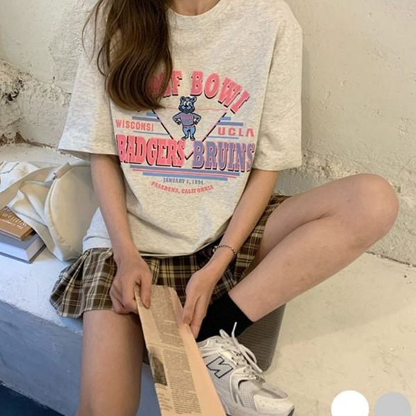 넉넉 여성 곰돌이 티셔츠 영문 여성 레터링 티셔츠 오버핏 여름 - 상품 이미지