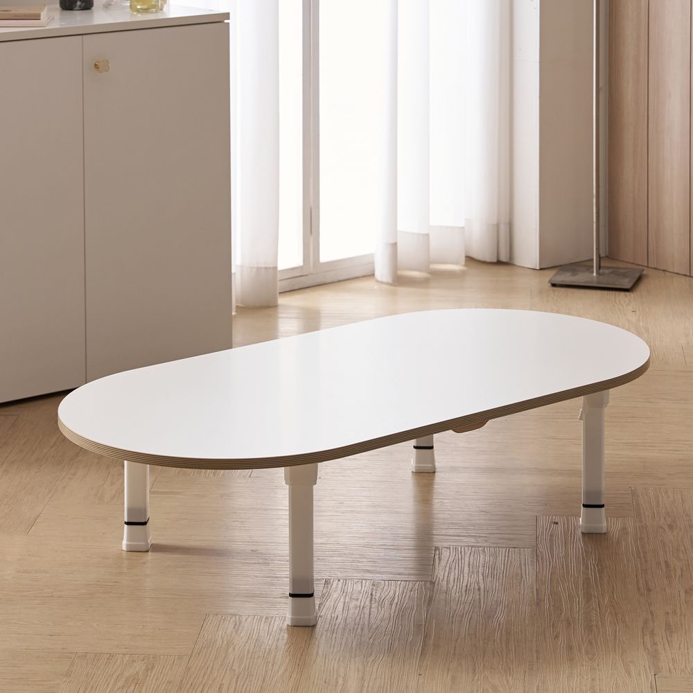 가구의서 LPM 5단 높이조절 타원형 접이식 테이블 1000x600mm, 화이트 - 상품 이미지