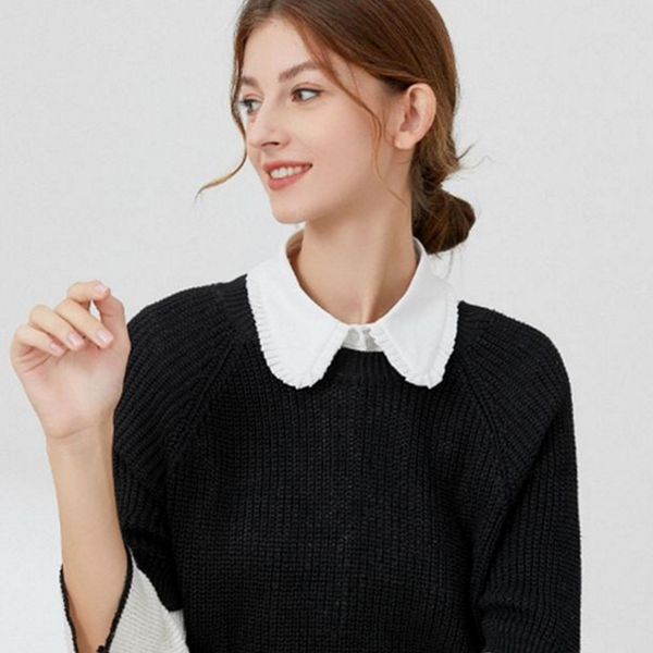 프릴 여성 페이크 넥 카라 블라우스 레이어드 넥 카라 셔츠 - 상품 이미지
