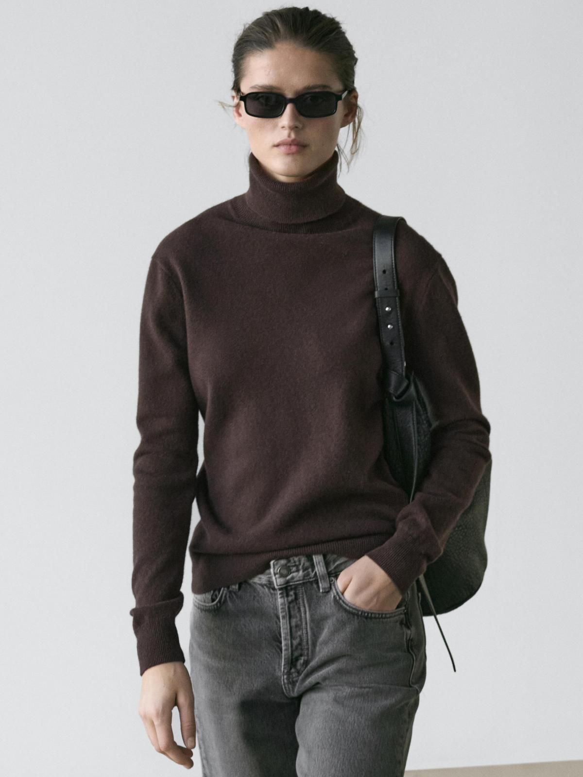 마시모두띠 울블렌드 하이넥 니트 스웨터 5613/593 BROWN - 상세 이미지 3