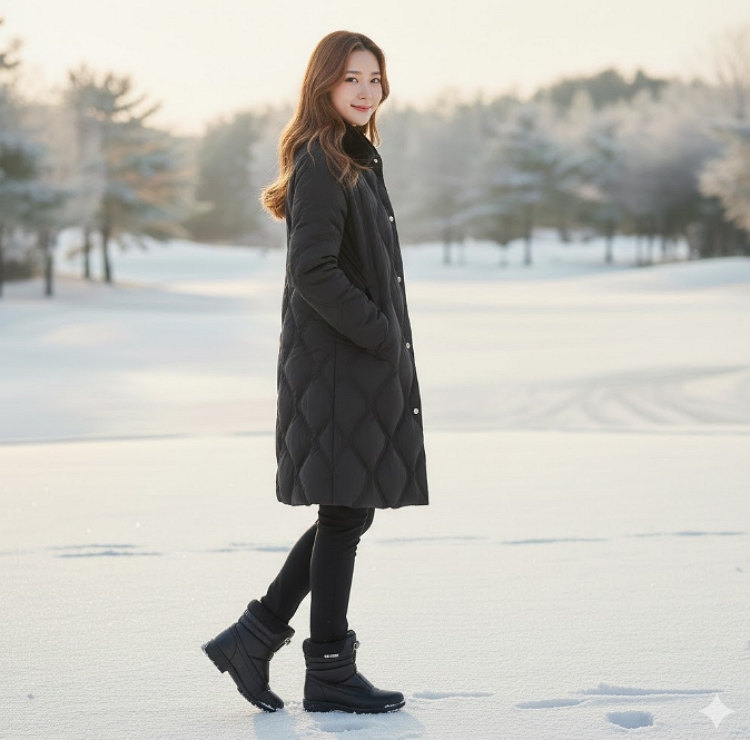 팬텀골프 여성 겨울 퍼 탈부착 퀄팅 덕다운 골프 롱다운 롱패딩 점퍼 - 상세 이미지 5