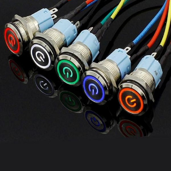 금속 led 전원 버튼 푸시버튼 셀프 리셋 스위치 순간 온오프 - 상품 이미지