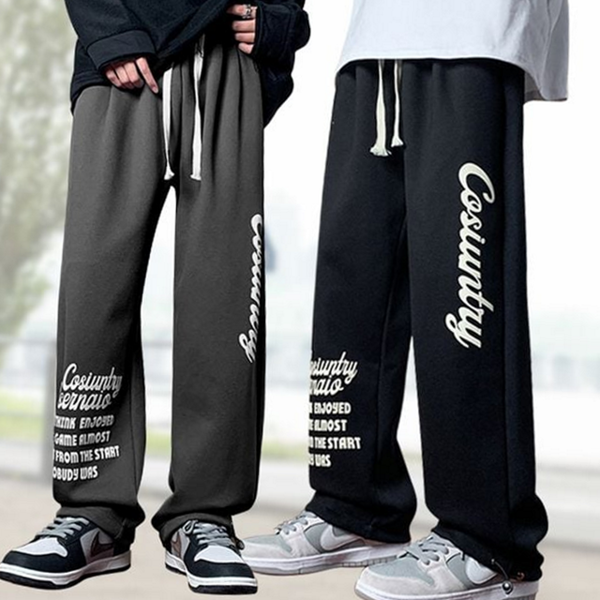 트레이닝 남자 와이드 팬츠 남성스웻 남성 조거 팬츠 밴딩 바지 - 상품 이미지