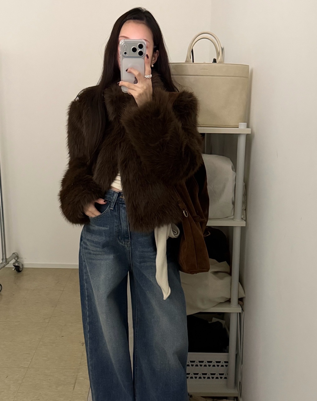 타글 여성 겨울 루즈핏 오버핏 3온스 누빔 크롭 퍼 자켓 제품 이미지