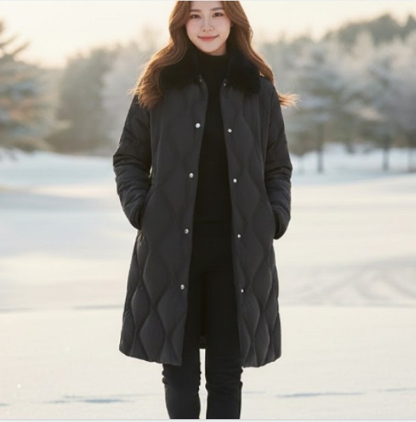 팬텀골프 여성 겨울 퍼 탈부착 퀄팅 덕다운 골프 롱다운 롱패딩 점퍼 - 상품 이미지