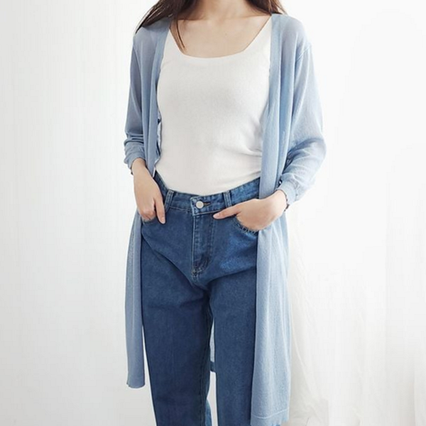 얇은 여성 롱 가디건 쿨로브 여성 로브 가디건 데일리 여름 - 상품 이미지