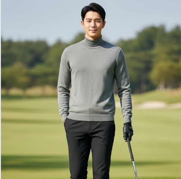 팬텀골프 남성 겨울 기본 터틀넥 피드룩 골프웨어 니트 티셔츠 - 상품 이미지