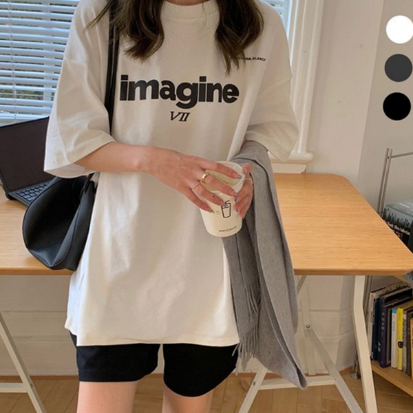 데일리 여성 반팔 티셔츠 레터링 여성 오버핏 티셔츠 루즈핏 여름 - 상품 이미지