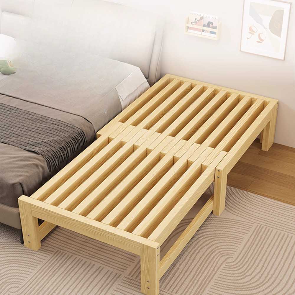 평상형 확장 침대 원목 프레임 넓어지는 가족용 베드 150x110cm 원목 - 상세 이미지 2