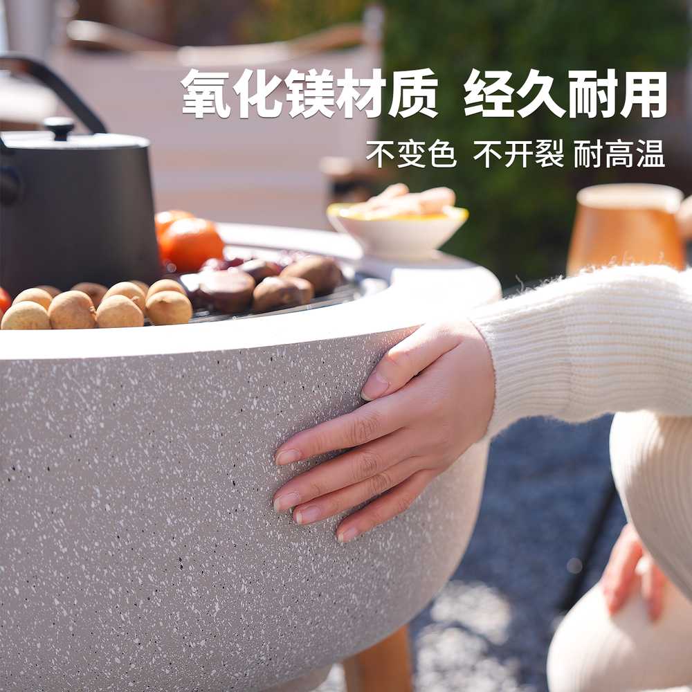 스톤 화로 석재 그릴 삼겹살 로스트 화덕 마당 숯불 실목 다리 - 상세 이미지 3