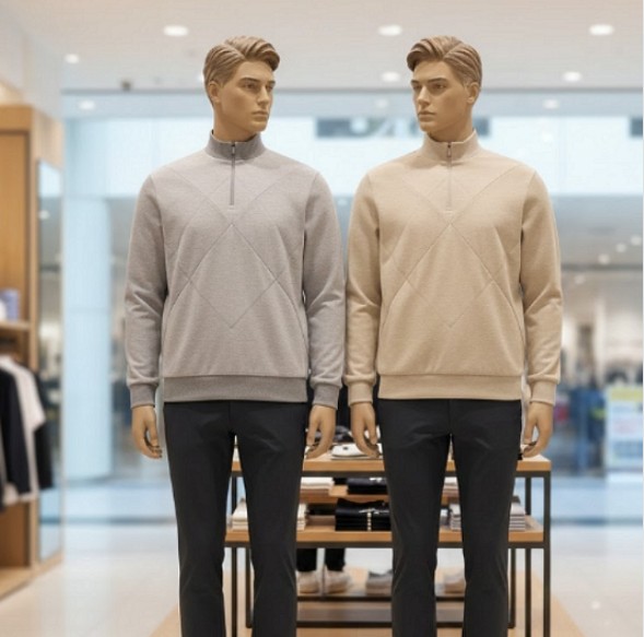 팬텀 골프웨어 남성 겨울 하이넥 반집업 두께감 있는 방풍 티셔츠 - 상품 이미지