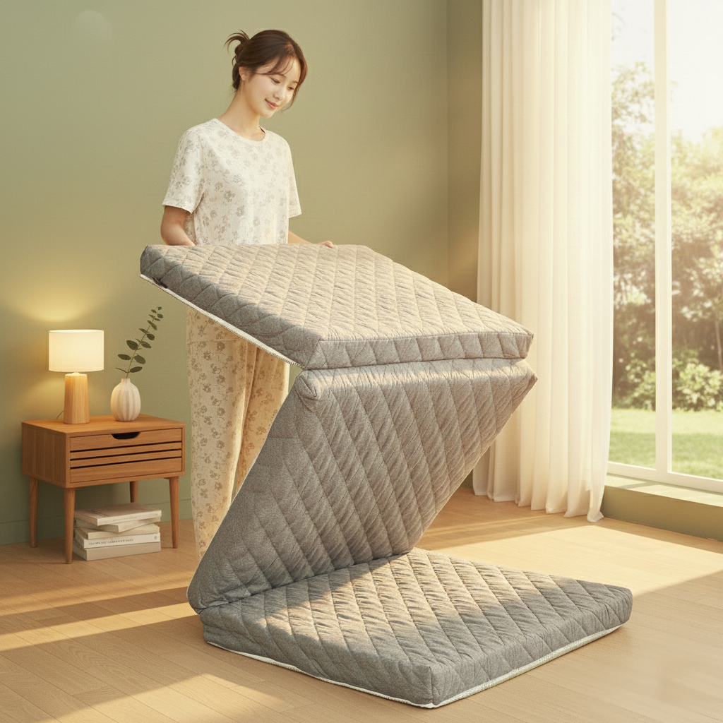 잠스쿨 3단 접이식 매트리스 단단한 허리에좋은 침대 바닥 매트 7cm MS