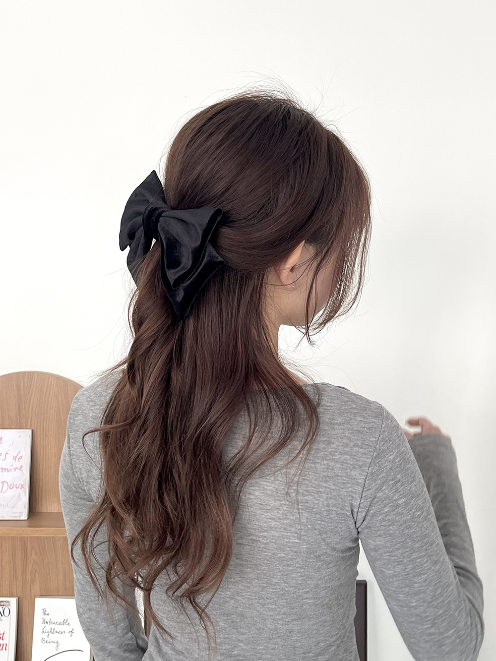 클래식블랙벨벳리본 헤어핀 머리핀 왕리본핀 헤어집게핀 헤어악세사리 - 상세 이미지 3