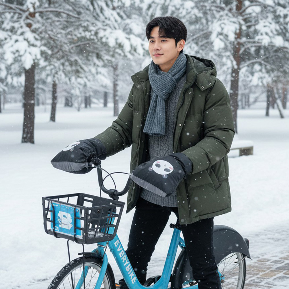 오토바이 방한토시 핸들커버 겨울 바이크 스쿠터 자전거 방풍 방한 배달대행 슈퍼커브 장갑형 - 상세 이미지 5