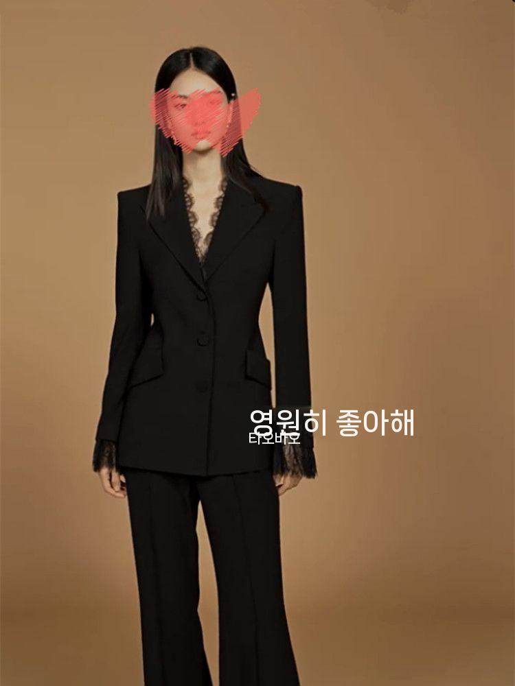 여성 슬림핏 봄가을 자켓 여성세트 가을 정장 오피스룩 면접 블랙 블레이저 S - 상세 이미지 4