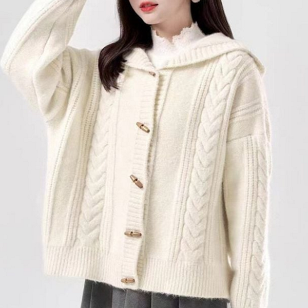 루즈핏 여성 후드 가디건 떡볶이 꽈배기 후드 가디건 오버핏 가을 - 상품 이미지