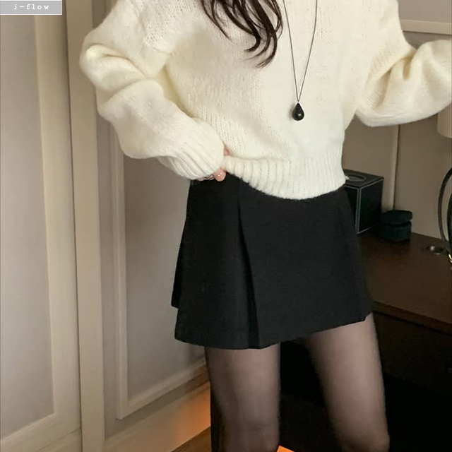 테리디 핀턱 미니 스커트 2col S, M 겨울 치마바지 A라인 도톰 모던 제이플로우 - 상세 이미지 2