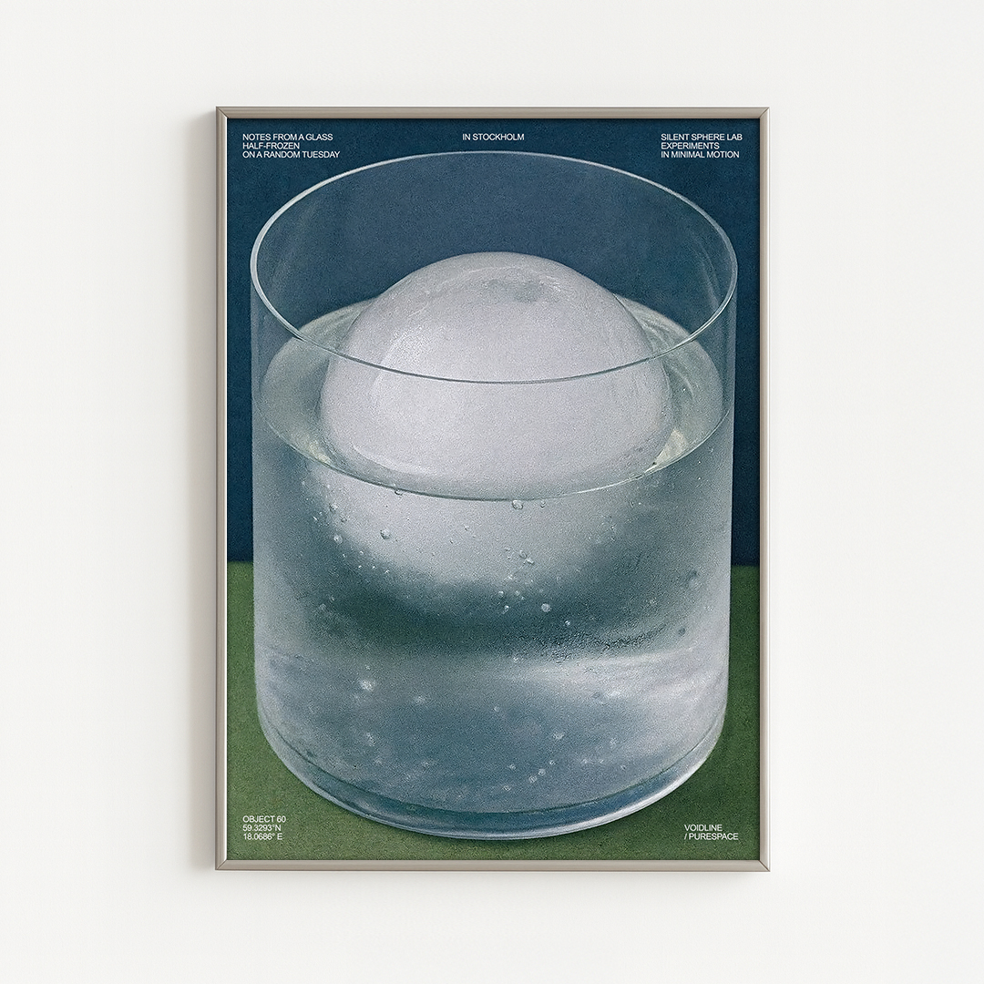 풍수지리 물기운 포스터 블루 오브제 미니멀 공간연출 거실액자 ICE GLASS - 상품 이미지