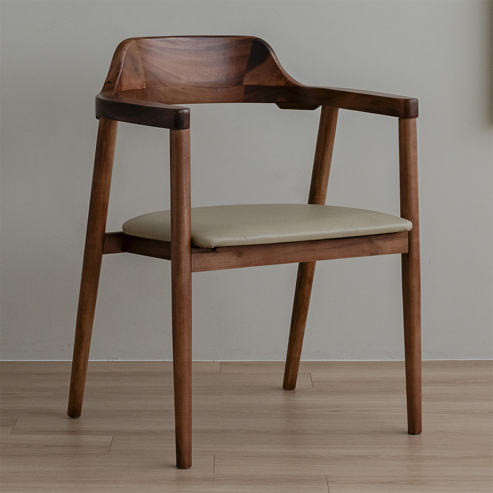 헤즈로 암체어 화이트 식탁의자 1인용 원목 카페 체어