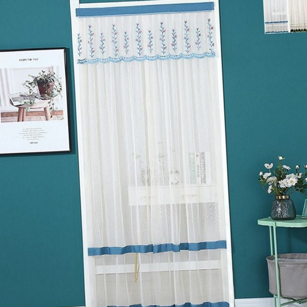 자수 레이스 문 가리개 주방 현관문 가리개 커튼 방문문