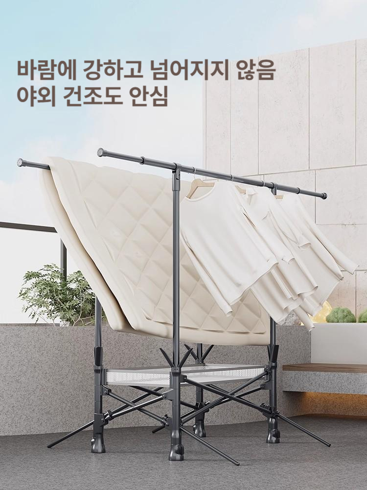 튼튼한 접이식 실내 빨래 이불 건조대 대형 이동식 스틸 양날개 건조대 이미지 6