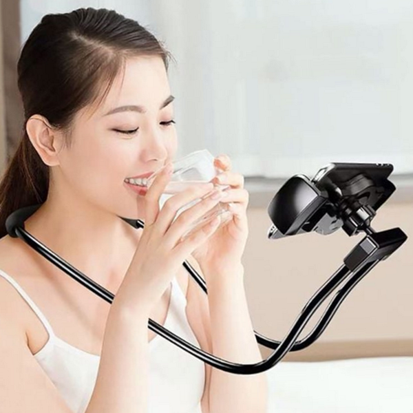 목걸이형 스마트폰거치대 자바라 침대 휴대폰거치대 360도 핸드폰 스탠드 - 메인 이미지