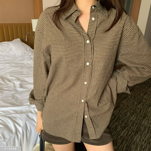 라틸 스탠다드 카라넥 피치 체크 셔츠 3col 겨울 레이어드 기모 빈티지 제이플로우 - 상세 이미지 3