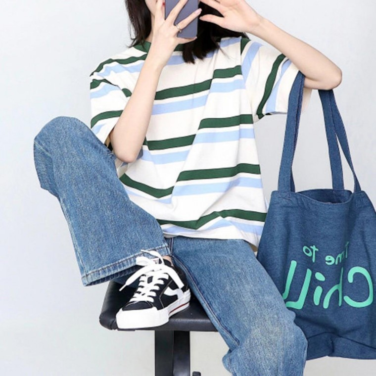 라운드티 반팔티 여자티 반팔 박스티 티셔츠코디 - 상품 이미지