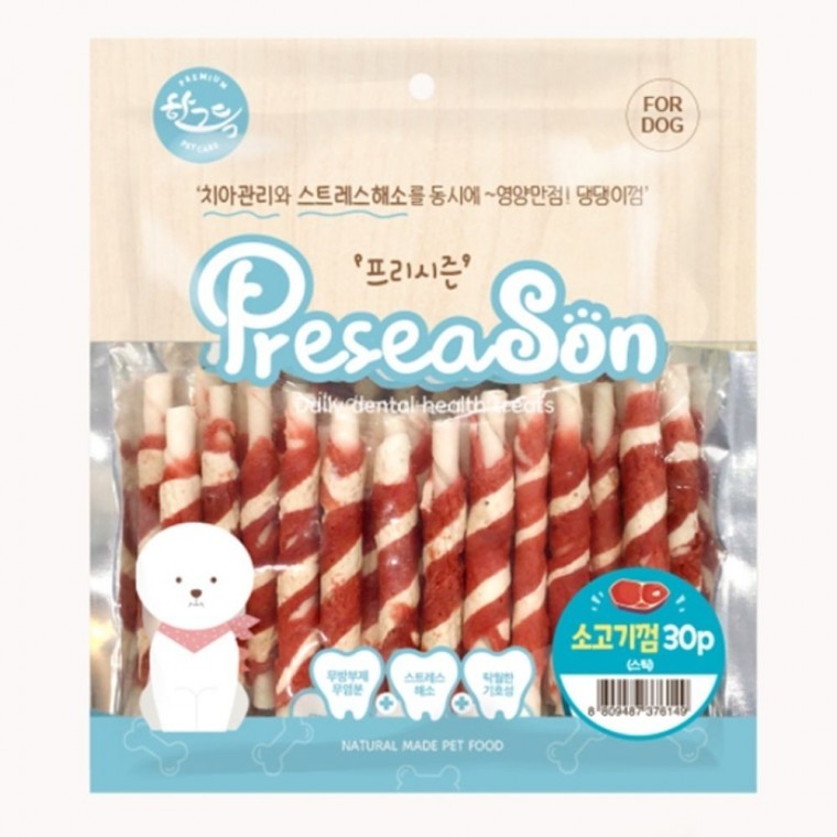 프리시즌 강아지껌 애견 간식 개껌 딩고껌 소고기 30p - 상품 이미지