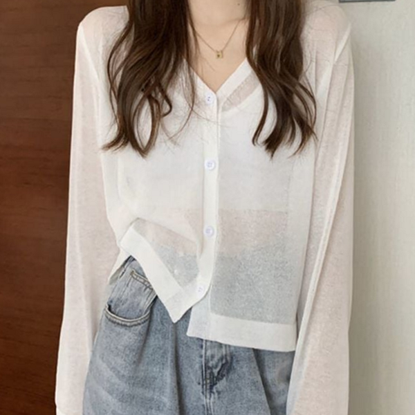 얇은 여성 시스루 가디건 비치 여성 여름 가디건 데일리룩 썸머 - 상품 이미지