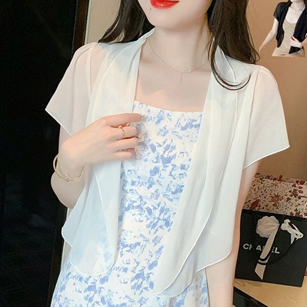 쉬폰쿨 여성 쉬폰 가디건 시스루 여자 여름 가디건 반팔 얇은 - 상품 이미지