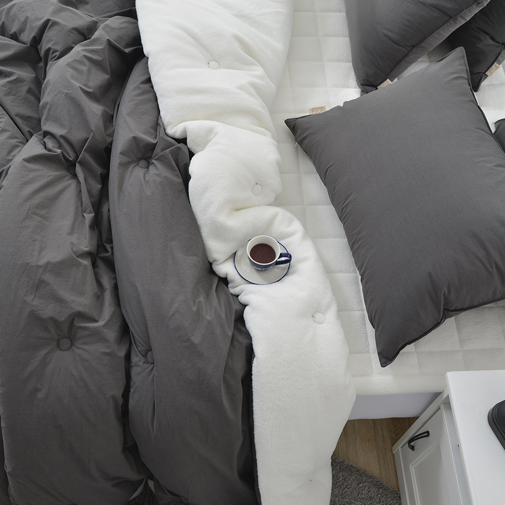 겨울 극세사 차렵 이불 두꺼운 순면 간절기 모엘 양털 / 차콜, SS(슈퍼싱글)