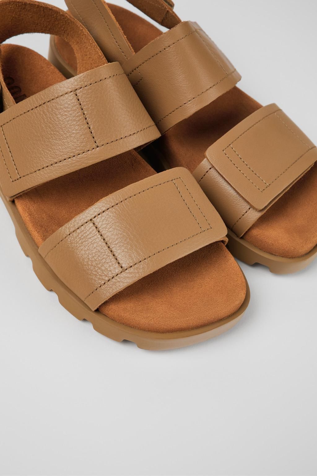 캠퍼 프리미엄 베이지 레더 스트랩 샌들 Brutus K100777-008 BROWN - 상세 이미지 2