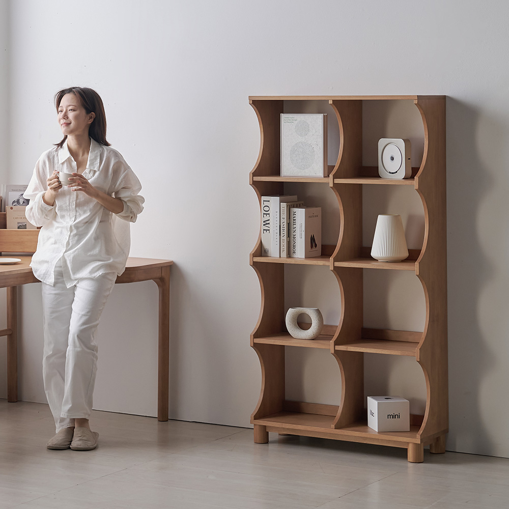 모모드 코브 원목 거실 인테리어 서재 책장 800x300x1522, 4단, 애쉬브라운 - 상세 이미지 3
